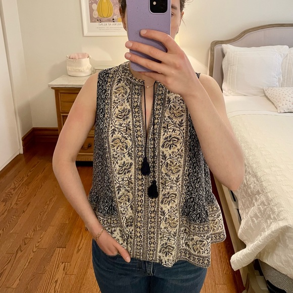 Sea New York Sleeveless Silk Paisley Blouse in Navy and white size 2 US - Picture 4 of 6